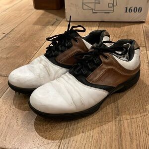 FootJoy contour Series Men’s Golf shoes Sz 11 M Brown & White 54108 Soft Spikes
